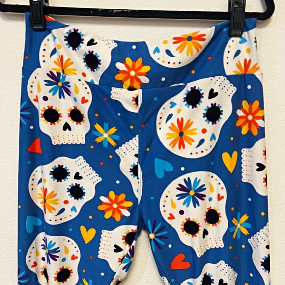 LuLaRoe Sugar Skull Halloween Leggings High-Rise Day of the Dead Stretchy Pants - Picture 7 of 12